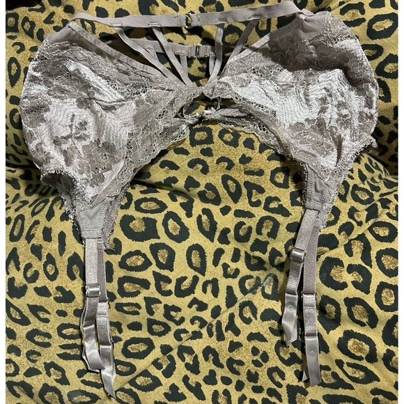 Victoria's‎ Secret Purplish Gray Full Lace Strappy Garter Belt, Size XS/S - Picture 1 of 4